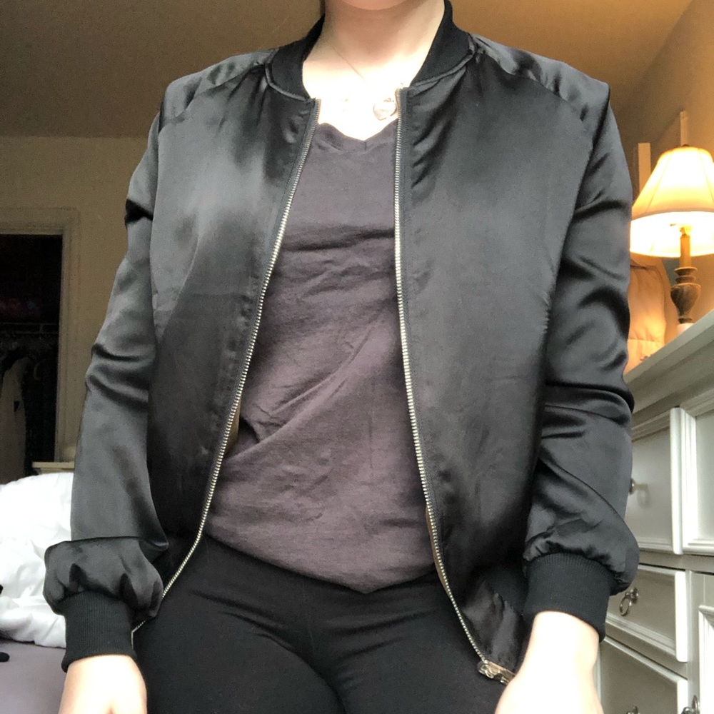 Black/army green reversible bomber jacket